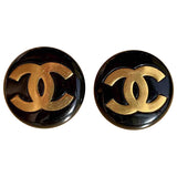 Chanel cc black plastic earrings