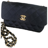 Chanel black silk handbag