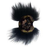 Fendi black leather bag charms