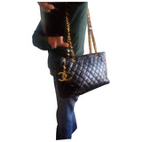 Chanel black leather handbag