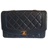 Chanel diana black leather handbag