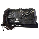 Chanel timeless/classique black python handbag