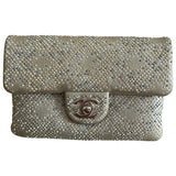 Chanel timeless/classique silver leather handbag