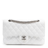 Chanel timeless/classique white leather handbag