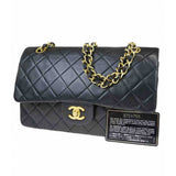 Chanel timeless/classique black leather handbag