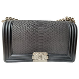 Chanel boy black python handbag