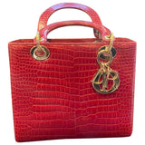 Dior lady dior red crocodile handbag