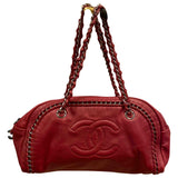 Chanel red leather handbag