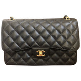 Chanel timeless/classique black leather handbag