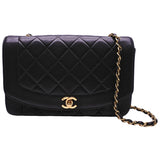 Chanel diana black leather handbag