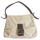 Fendi mamma baguette  white cotton handbag
