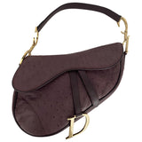 Dior saddle burgundy ostrich handbag