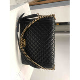 Chanel boy black leather handbag