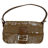 Fendi baguette brown glitter clutch bag
