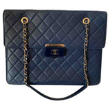 Chanel grand shopping blue leather handbag
