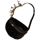 Balenciaga souvenir xs black velvet handbag