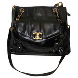 Chanel black patent leather handbag