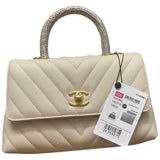 Chanel coco handle white leather handbag
