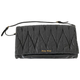 Miu Miu matelassé black leather clutch bag
