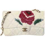Chanel timeless/classique white leather handbag