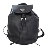 Prada black leather backpacks