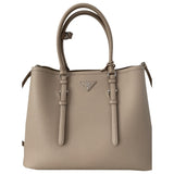 Prada saffiano  beige leather handbag