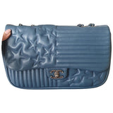 Chanel timeless/classique blue leather handbag