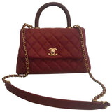 Chanel coco handle red leather handbag