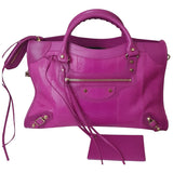 Balenciaga classic metalic pink leather handbag