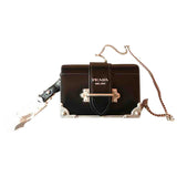 Prada cahier black leather clutch bag