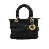 Dior lady dior black leather handbag