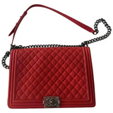 Chanel boy red leather handbag