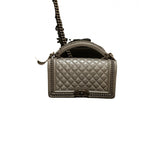 Chanel boy silver leather handbag
