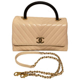 Chanel coco handle beige lizard handbag