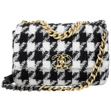 Chanel chanel 19 white tweed handbag