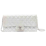 Chanel silver leather handbag