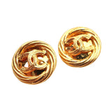 Chanel cc gold metal earrings