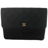 Chanel black silk clutch bag
