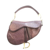 Dior saddle burgundy ostrich handbag