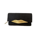 Diane Von Furstenberg black leather clutch bag