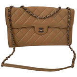 Chanel timeless/classique beige leather handbag