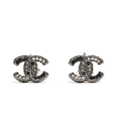 Chanel cc silver metal earrings