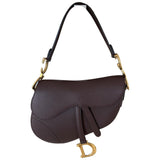 Dior saddle burgundy leather handbag