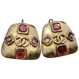 Chanel cc gold metal earrings