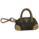 Prada black leather bag charms