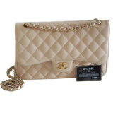 Chanel timeless/classique beige leather handbag