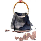 Gucci bamboo black leather handbag