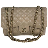 Chanel timeless/classique beige leather handbag