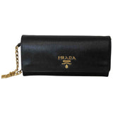 Prada black leather clutch bag