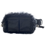 Sacai black faux fur handbag